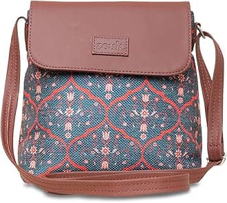 Seesh Mahal Jaali Motif Printed Women's Hand Crafted Vegan Leather Space Blue Flap Sling Bag