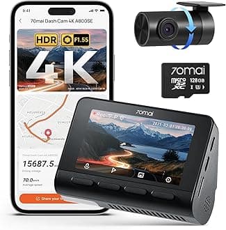 4K Dash Cam Front and Rear, Built in Wi-Fi 6 & GPS Car Camera, Super Night Vision, ADAS, 3'' IPS Screen, 24H Parking Mode, Time-Lapse, Loop Recording, with 128GB Card (A800SE)