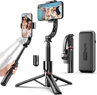 Smartphone Gimbal Stabilizer with Remote, Aluminum Extendable Selfie Stick Tripod, 360° Automatic Rotation, Auto Balance for Live Video Recording, Vlogging, YouTube Compatible with iPhone and Android