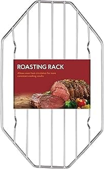 HIC Kitchen Roasting Octagonal Baking Rack, Chrome-Plated Steel Wire, Fits Oval And Smaller Roasting Pans, 9.5 x 6.125 x 0.5-Inches
