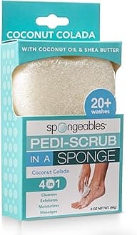 Spongeables Pedi Scrub Foot Exfoliating 20+ Wash Sponge, Coconut Colada, 1 Count
