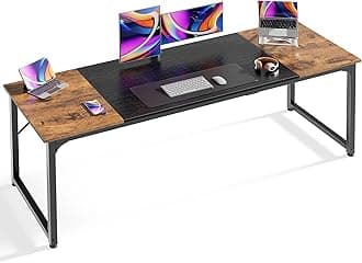 Huuger Computer Desk, 70.9 Inch Office Desk, Gaming Desk with Storage, Writing Desk Work Desk for Home Office, Study, Long Simple Desk, Large Legroom, Metal Frame, Rustic Brown and Black