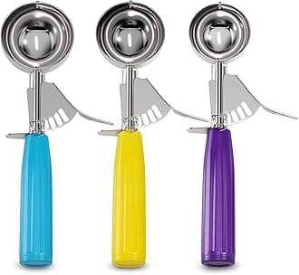 Cookie Scoop Set - Ice Cream Scoop with Trigger - Cookie Scoops for Baking Set of 3#16 (2.7 oz), #20 (2 oz), #30 (1.25 oz), Stainless Steel Versatile Tool, Portion Control for Cookies and Treats Prep