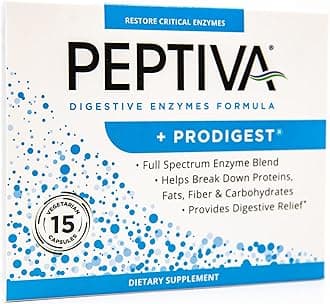 Peptiva Digestive Enzyme Supplement + ProDigest - Helps with Bloating, Gas, Constipation - 15 Count