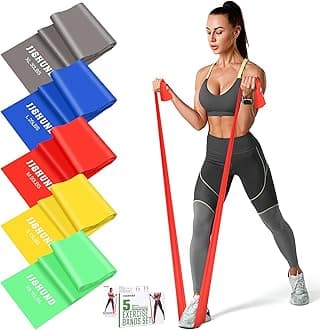 – Resistance Bands Set, Exercise Bands with 5 Resistance Levels, Long Stretch Bands for Men & Women, Workout Resistance Bands for Yoga Gym Pilates Fitness Strength Training Muscle Building