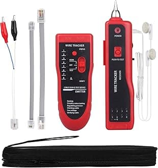 Cable Tracer Ethernet Network Cable Tester RJ45 RJ11 - Wire Toner Tracker CAT5 CAT6 Continuity Tester - Tone Generator and Probe Kit Telephone Line Finder Locator Detector Tool - Red