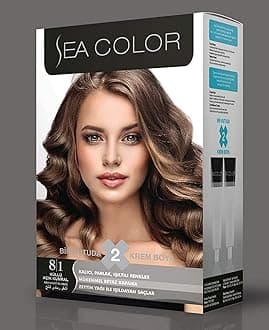 Sea ColorPermanent Hair Dye Set (2 tubes in a box) - Ash Light Blonde 8.1, 185ML