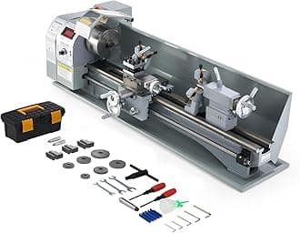 CREWORKS Mini Metal Lathe 9" x 30" Benchtop Metal Lathe with 3 Jaw Chuck and 3000rpm Max. Spindle Speed, 1100W Metalworking Machine with LCD Display, Metal Lathe Machine for Threading Turning Drilling