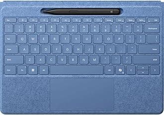 Microsoft Surface Wireless Flex Keyboard with Slim Pen for Surface Pro 11/10/9/8, Wireless Charge Pen Storage, Backlit, Alcantara, up to 10m Connectivity, Magnetic, Mechanical Keys, Copilot, Sapphire