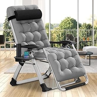 DoCred Comfy Chair, Folding Chair Recliner Chair for Bedroom and Living Room, Folding Reclining Patio Chairs Lounge Chair with Removable Cushion for Indoor Outdoor