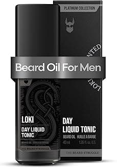 Beard Oil for Men by Beard Struggle - Day Liquid Tonic Beard Growth Oil - Moisture & Soften Your Beard - Platinum Collection, Loki Unscented (1.35 Fl oz)