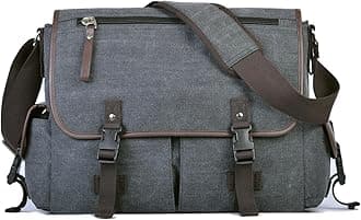 CROCODVintage Canvas 15.6 inch Laptop Messenger Bag for Men Women, College Computer Satchel Shoulder Bag Travel Office Briefcases