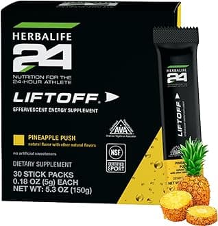HERBALIFE24 Liftoff: Pineapple Push (30 Stick Packs) Nutrition for The 24-Hour Athlete, Energy Supplement, Natural Flavor with Other Natural Flavors, Certified for Sport, Certified Vegetarian