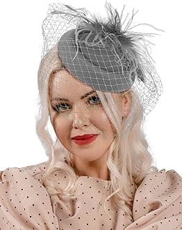 Fascinators Hats 20s 50s Hat Pillbox Hat Cocktail Tea Party Headwear with Veil for Girls and Women