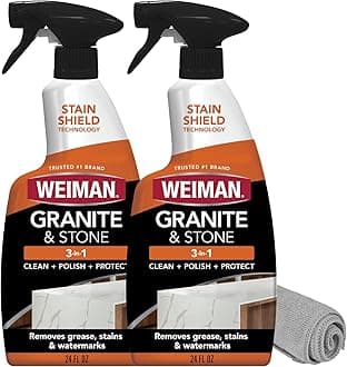 Granite and Stone Cleaner 3-in-1, Removes Grease, Stains & Watermarks, Streak-Free Formula with Stain Shield Technology, Safe on Marble, Quartz, Tile, Granite, Quartzite & Slate