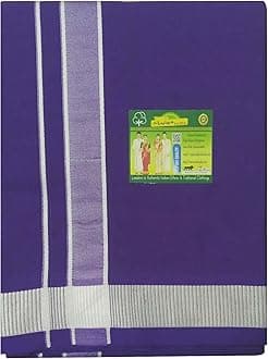 Men's Cotton Colored Dhoti with Fancy Border Kerala-style Veshti Mundu Kaili Lungi 2.0 Mtrs
