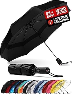 REPEL Windproof Travel Umbrella - Compact & Withstands Winds up to 85MPH , Strongest Premium Auto Folding Umbrella for Rain and Sun - Durable, Light & Portable for Women & Men , Fits Backpack & Cars