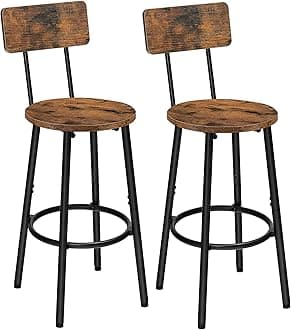 Bar Stools,Set of 2 Round Bar Chairs with Back,25.2" Bar Chairs for Kitchen Island, Dining Room,Counter Height Bar Stools, Easy to Assemble, Rustic Brown and Black BF32BY01G2