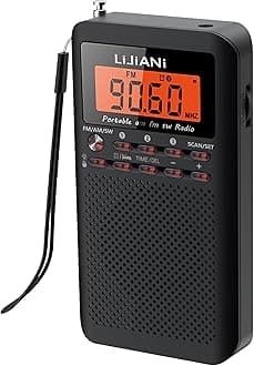 Shortwave Radio FM/AM/SW Transistor AA Battery Powered with Orange Key Backlight LCD Display Digital Alarm Clock Sleep Timer,Best Reception Best Sound Pocket Receiver 218SW