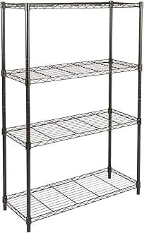 Amazon Basics 4-Shelf Adjustable Heavy Duty Steel Wire Rack Storage Shelving, Sturdy Garage Shelving, 350 lbs Capacity Per Shelf, Easy No-Tool Assembly, 36" x 14" x 54", Black | Heavy Duty, Adjustable, for Kitchen, Garage, Storage, Shelving Organizer