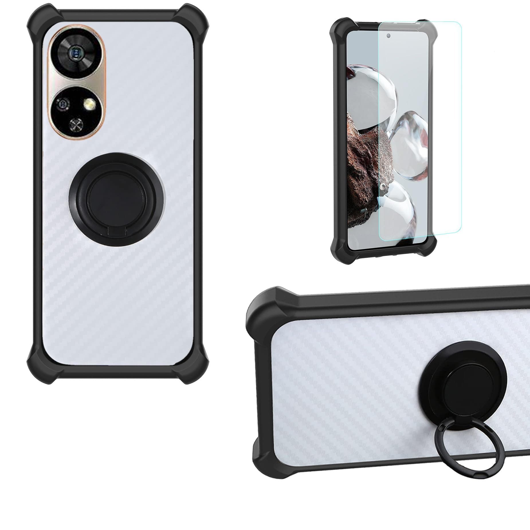 Case Compatible for Ulefone Note 17 Pro Phone Case Cover PC backplane + Silicone Soft Frame Cover [360 Metal Ring, Magnetic Car Mount] CSKB-HEI