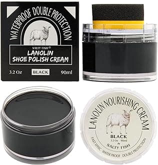 Shoe Polish Cream 3.2Oz, Lanolin Shoe Polish Kit with Shoe Shine Sponge, Condition Waterproof Restore Shoe Boot