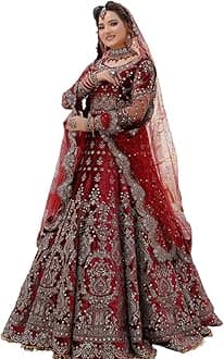 ETHNIC EMPORIUMWomen Wedding Wear 9000 Markable Velvet Lehenga With Beautiful Embroidery Work Bridal Wedding