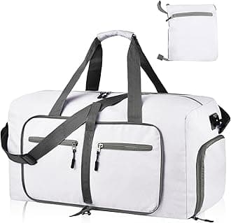 115L Travel Duffle Bag for Men Women - Foldable Duffel Bag with Shoes Compartment - Overnight Bags Waterproof & Tear Resistant(White)