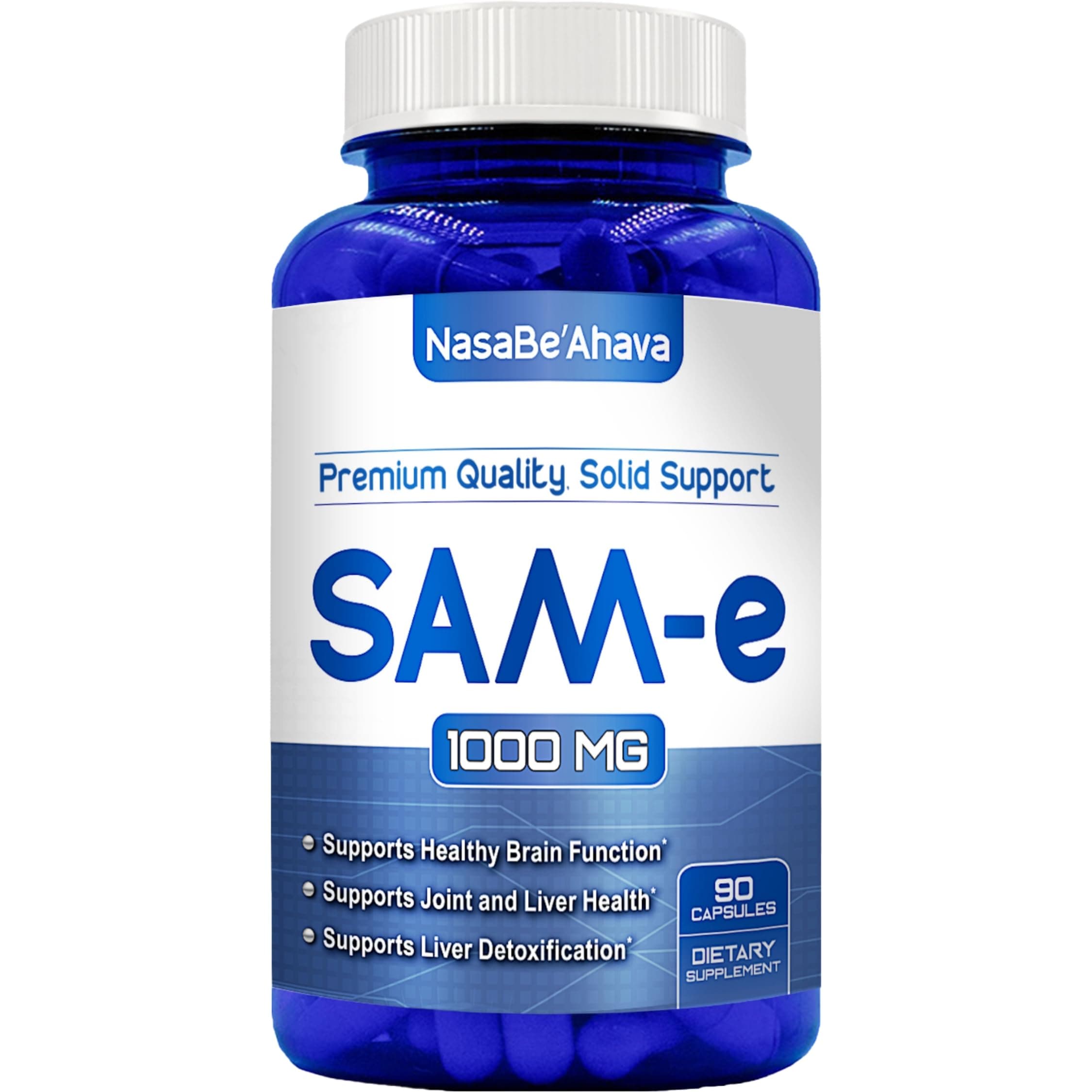 Extra Strength SAM-e Supplement | Same S-Adenosyl-L-Methionine 1000mg per Serving for Bone and Mood Support Supplement | Made in The USA Non-GMO and Gluten Free (45 Day Supply) (Single)