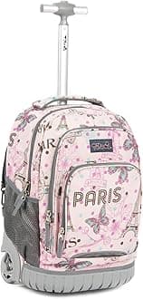 Tilami New Antifouling Design 18 Inch Human Engineering Design Laptop Wheeled Rolling Backpack Luggage For Girls(Pink Butterfly)