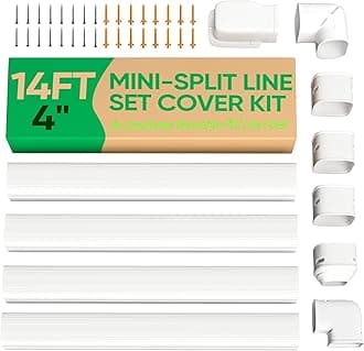 4" 14Ft Mini Split Line Set Cover Kit PVC Decorative Pump Covers AC Line Cover for Outside Units Air Conditioners & Heat Pump