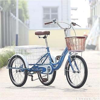 WRHOPR Bike 3 Wheels Adult Tricycle Trike Cruise Bike 20 inch Wheel Single Speed 3 Wheeled Bicycle with Large Basket for Seniors Recreation Shopping Exercise Cycling Pedalling