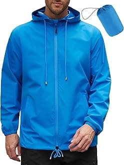 COOFANDY Mens Rain Jacket Waterproof Packable Outdoor Raincoat with Hood