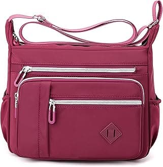 PAIDAXINGWomens Shoulder Bags Adjustable Straps Crossbody Bags Roomy Waterproof Bag Ladies Casual Multiple Pockets Bag fashion Solid Nylon Bags Zip Messenger Bag