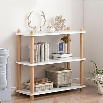 IOTXY 3-Tier Wooden Shelf Bookcase - Modern Open Bookshelf, Free Standing Storage Rack, Multifunctional Display Stand for Home and Office, White, Rectangle