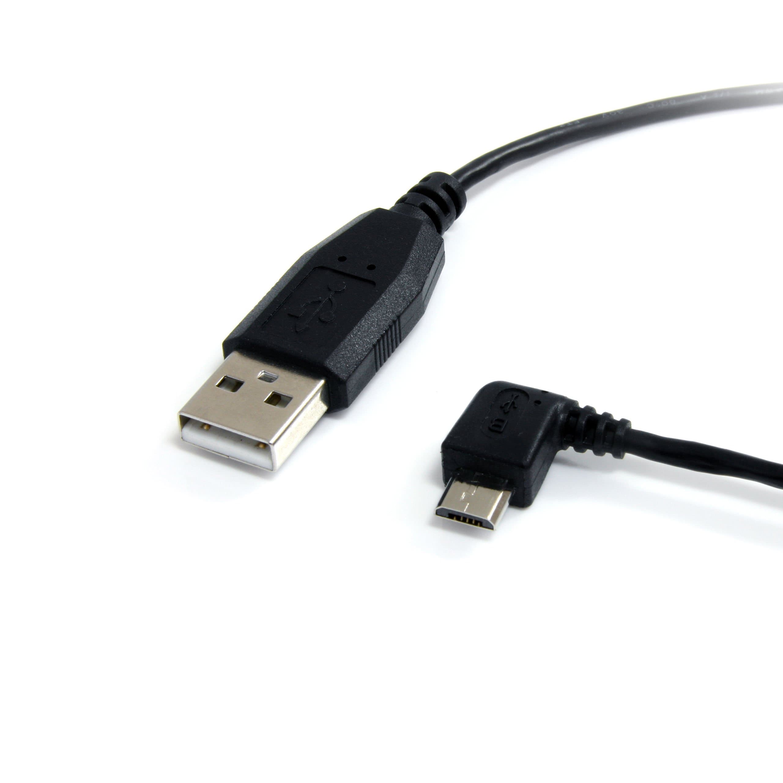 3 ft / 91cm Micro USB Cable - A to Left Angle Micro B - USB Type A - 90 Degree Micro-USB Type B (M) - Black (UUSBHAUB3LA)