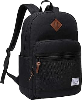 School Backpack, Water Resistant Casual Daypack Travel Backpack Bookbag for Men Women with Padded Laptop Sleeve Black