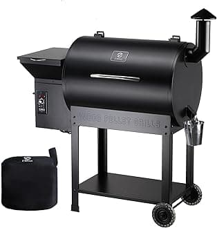 Pellet Smoker Grill with PID Control, Rain Cover, 700 sq. in Cooking Area for Outdoor BBQ, ZPG-7002B