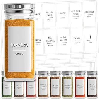 140 Spice Jar Labels Preprinted Minimalist Black Text on White Label, Spice Labels Sticker Seasoning, Herb and Spice Rack Organization