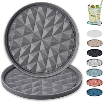 Silicone Coasters for Drinks[2 Pack for Office]- Cup Mat for Tabletop Protection-Non-Slip, Non-Stick, Coffee Table Decor, Great Gift for Any Occasion, Dark Grey