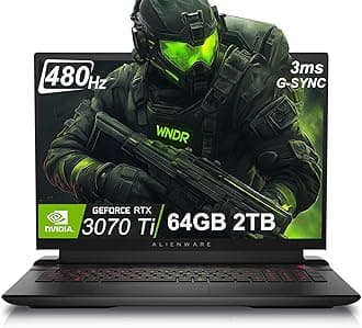 Alienware X17 R2 Gaming Laptop (17.3" 480Hz FHD, NVIDIA GeForce RTX 3070 Ti 8GB, 64GB DDR5 RAM, 2TB SSD, Intel Core i9-12900H) RGB Backlit Keyboard, Wi-Fi 6E, Thunderbolt 4, G-SYNC, Win 11 Home