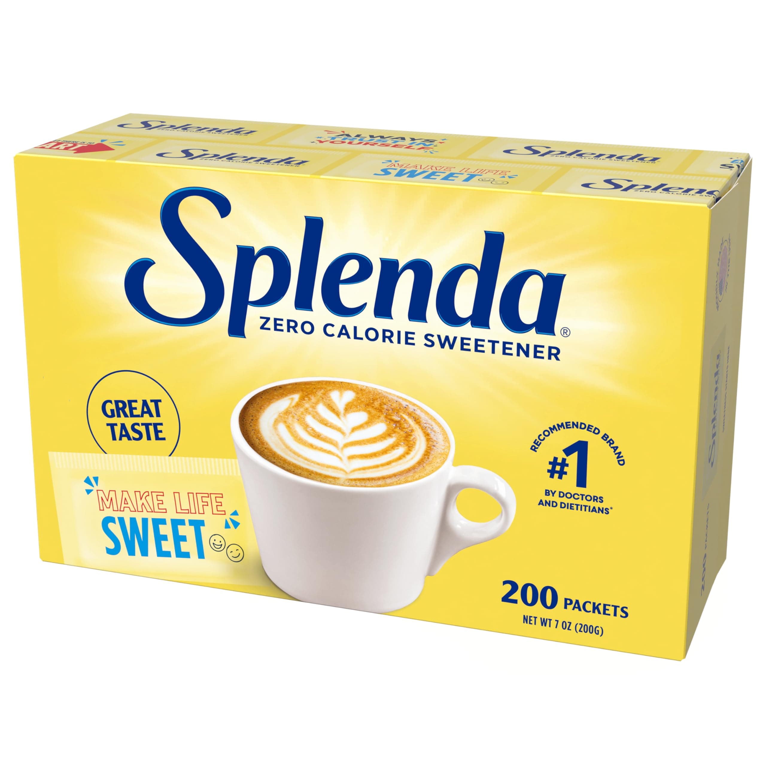 SPLENDA Zero Calorie Sweetener, 200 Count Packets
