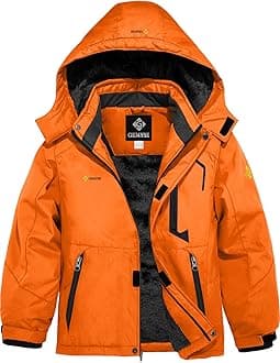 Boy's Waterproof Ski Snow Jacket Hooded Fleece Windproof Winter Jacket