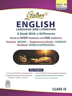 Golden English Language and Literature : Based on NCERT Beehive and Moments for Class - 9 (For 2023 Final Exams, includes Objective Type Question Bank) Paperback – 1 March 2019