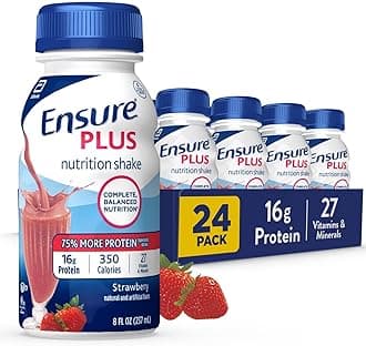 EnsurePlus Complete Balanced Nutrition Drink, Ready To Use, Strawberry, 8-Ounce (Pack Of 24)