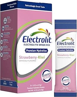 Electrolit Electrolytes Powder Packets, Strawberry Kiwi 8 Pack, Powdered Hydration Packets for Dehydration & Rehydration, Post Workout Flavored Hydrating Drink Mix, Gluten Free Water Enhancer Sticks