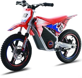 36V Electric Dirt Bike for Kids 4-8, 350W Brushless Motor with 3-Speed Control, 18.6 MPH Max Speed, 14" Off-Road Tires Motorcycle, for Boys & Girls, Red