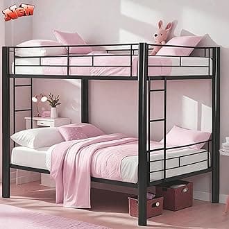 Heavy Duty Metal Bunk beds Full Over Full for Adults and Kids, Convertible Full Over Full Bunk Bed with 2 Ladders & Safety Full-Length Guardrails,Space-Saving,No Box Spring Needed,Noise Free