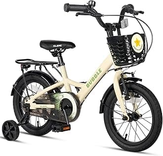 Glerc Bubble 12 14 16 Inch Kids Bike for 3-8 Years Old Boys & Girls Bicycles with Basket & Stabilisers & Rear Rack, Multiple Colors