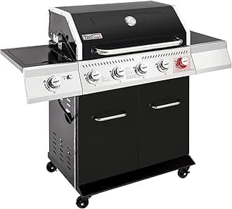 GA5404H 5-Burner Propane Gas Grill with Side Burner & Warming Rack, Outdoor BBQ Grill with 64,000 BTUs Output & 738 Sq. in. Cooking Area for Outdoor Barbecue, Black